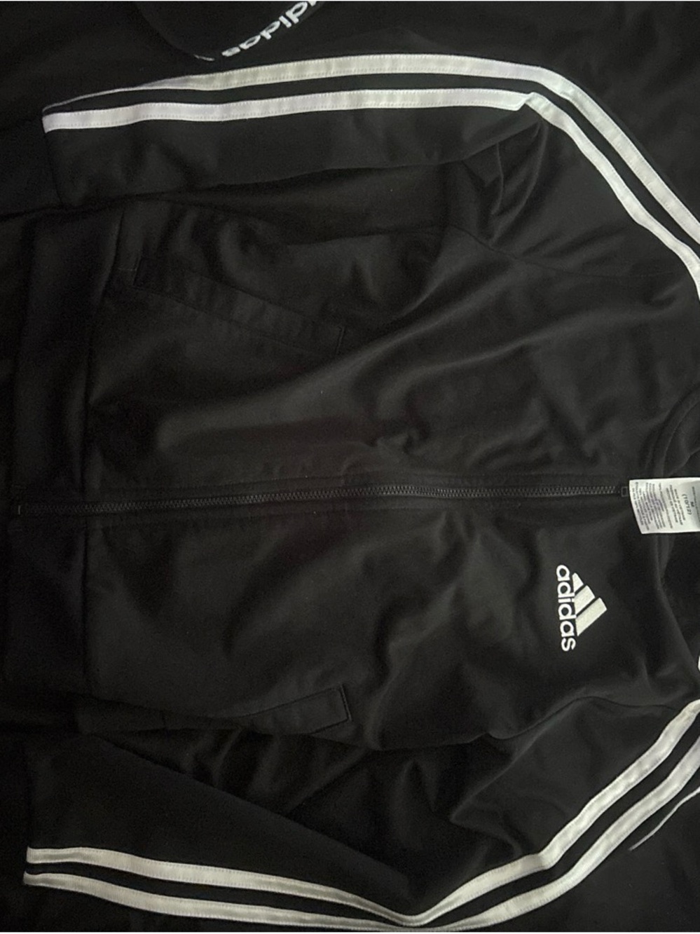 adidas Black Jacket with White Three-Stripes